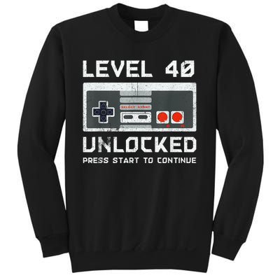 40 Year Old Forty Birthday Gift Level 40 Unlocked Gamer Sweatshirt