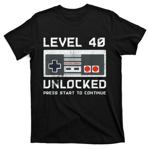 40 Year Old Forty Birthday Gift Level 40 Unlocked Gamer T-Shirt