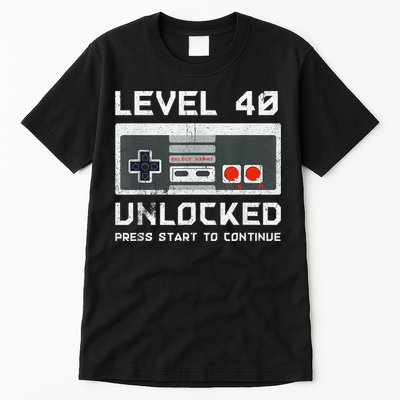 40 Year Old Forty Birthday Gift Level 40 Unlocked Gamer Tall T-Shirt