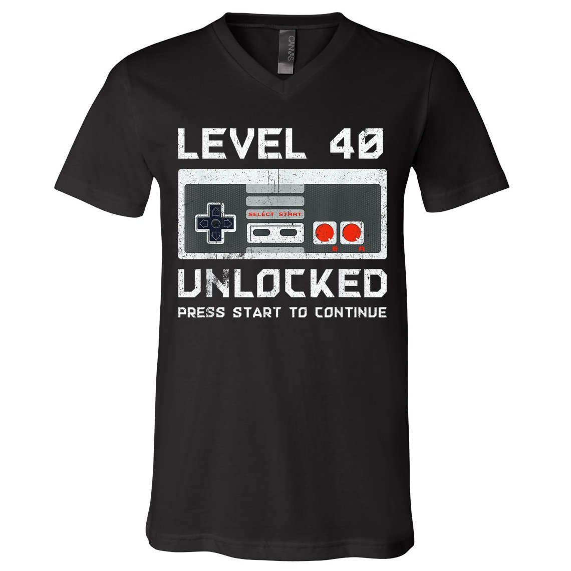 40 Year Old Forty Birthday Gift Level 40 Unlocked Gamer V-Neck T-Shirt