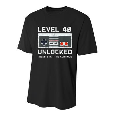 40 Year Old Forty Birthday Gift Level 40 Unlocked Gamer Youth Performance Sprint T-Shirt