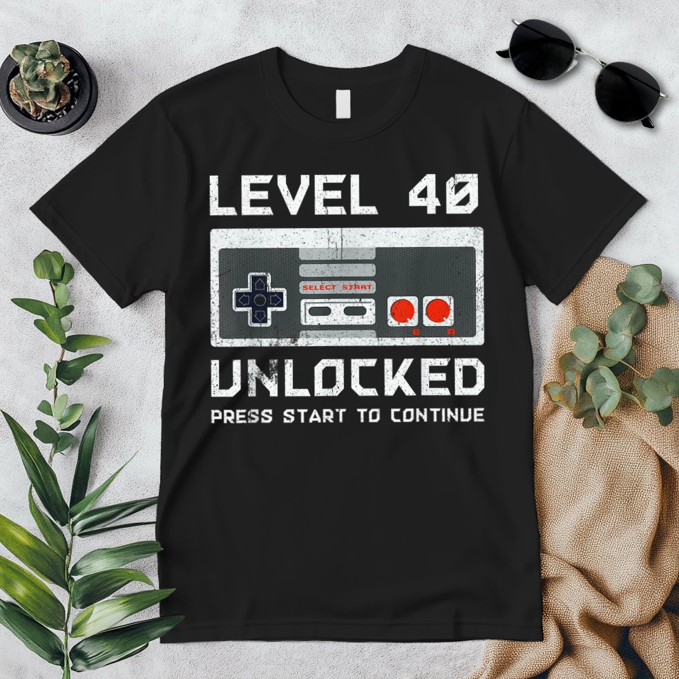 40 Year Old Forty Birthday Gift Level 40 Unlocked Gamer Premium T-Shirt