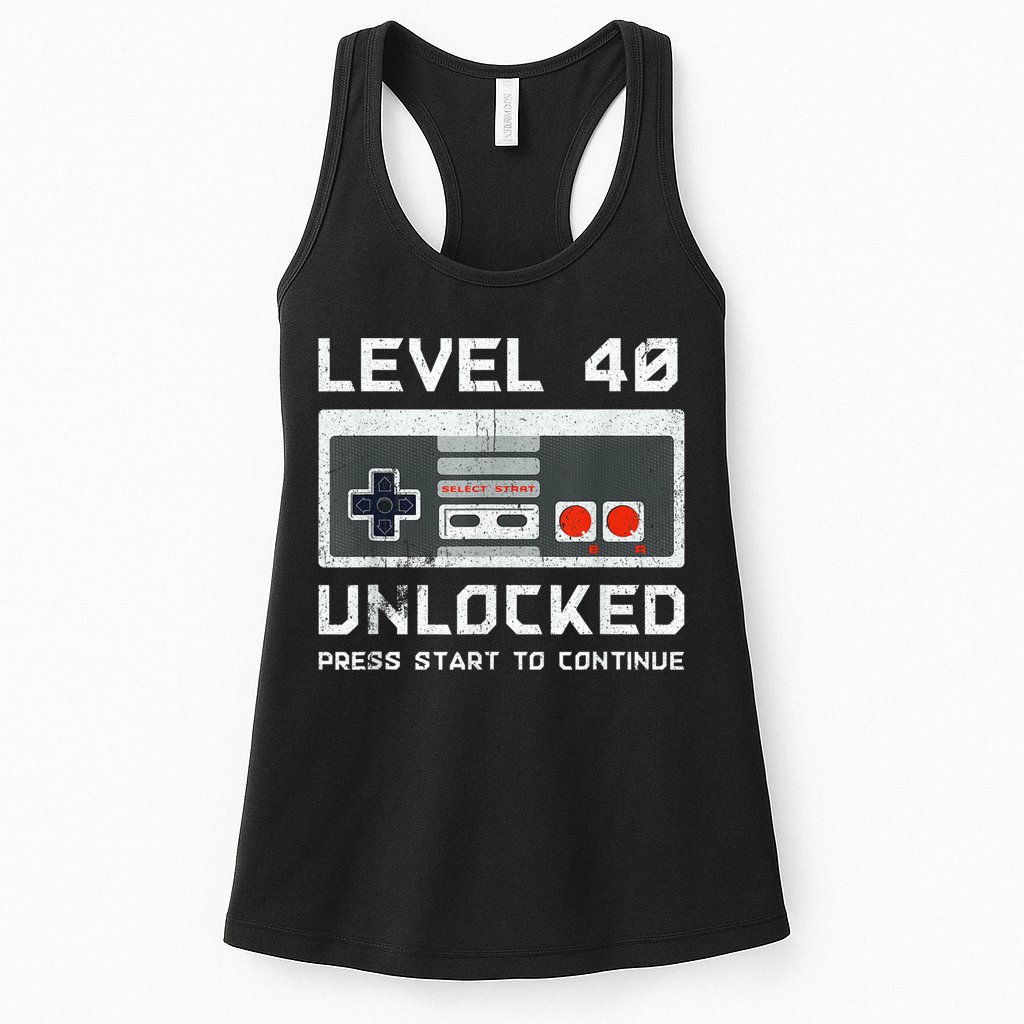 40 Year Old Forty Birthday Gift Level 40 Unlocked Gamer Womens Tank Top