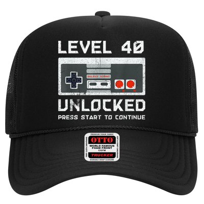40 Year Old Forty Birthday Gift Level 40 Unlocked Gamer Trucker Hat