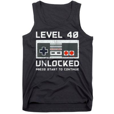 40 Year Old Forty Birthday Gift Level 40 Unlocked Gamer Tank Top