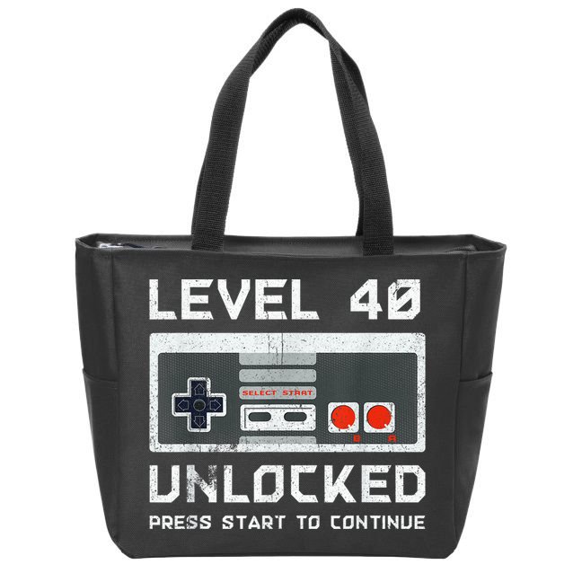 40 Year Old Forty Birthday Gift Level 40 Unlocked Gamer Zip Tote Bag
