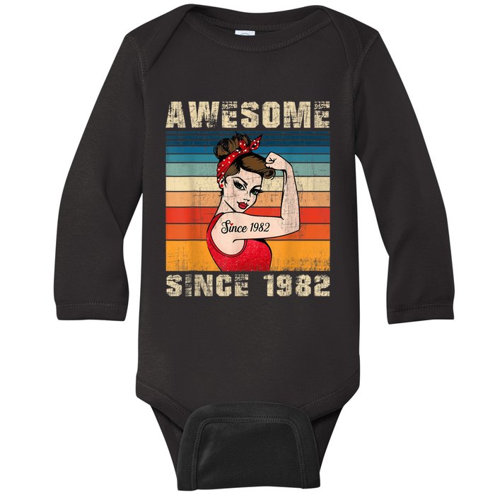 41 Year Old Awesome Since 1982 41st Birthday Gifts Wom.e.n Baby Long Sleeve Bodysuit