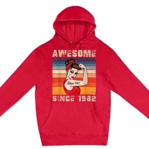 41 Year Old Awesome Since 1982 41st Birthday Gifts Wom.e.n Premium Pullover Hoodie