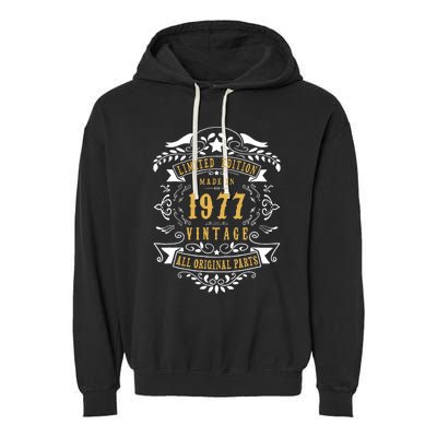 46 Years Old 46th Birthday Made Born In 1977 Idea Garment-Dyed Fleece Hoodie