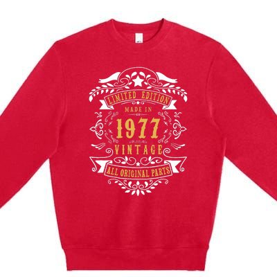 46 Years Old 46th Birthday Made Born In 1977 Idea Premium Crewneck Sweatshirt