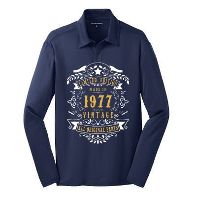 46 Years Old 46th Birthday Made Born In 1977 Idea Silk Touch Performance Long Sleeve Polo