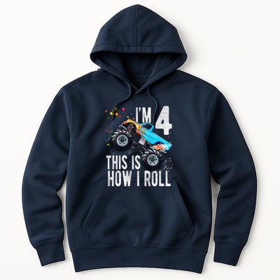 4 Year Old 4th Birthday Boy Monster Truck Car Hoodie