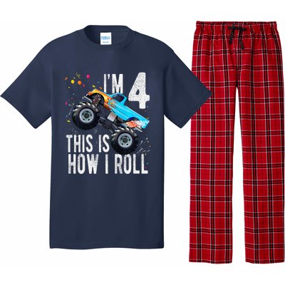 4 Year Old 4th Birthday Boy Monster Truck Car Pajama Set