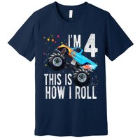 4 Year Old 4th Birthday Boy Monster Truck Car Premium T-Shirt