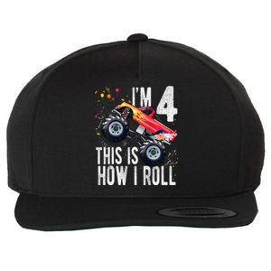 4 Year Old 4th Birthday Boy Monster Truck Car Wool Snapback Cap