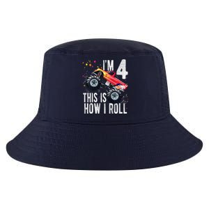 4 Year Old 4th Birthday Boy Monster Truck Car Cool Comfort Performance Bucket Hat