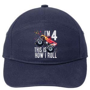 4 Year Old 4th Birthday Boy Monster Truck Car 7-Panel Snapback Hat