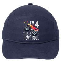 4 Year Old 4th Birthday Boy Monster Truck Car 7-Panel Snapback Hat