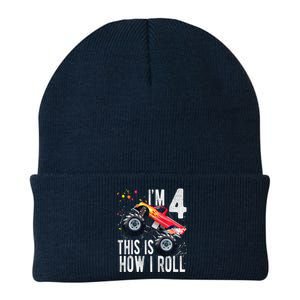 4 Year Old 4th Birthday Boy Monster Truck Car Knit Cap Winter Beanie