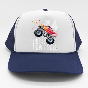 4 Year Old 4th Birthday Boy Monster Truck Car Trucker Hat