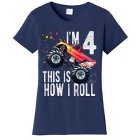 4 Year Old 4th Birthday Boy Monster Truck Car Women's T-Shirt