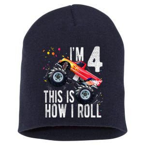 4 Year Old 4th Birthday Boy Monster Truck Car Short Acrylic Beanie