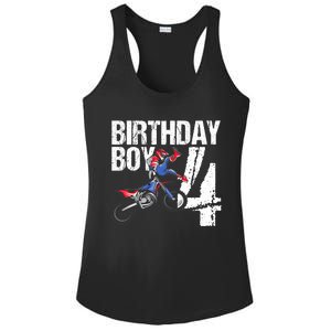 4 Year Old Dirt Bike Birthday Party Motocross MX 4th Gift Ladies PosiCharge Competitor Racerback Tank