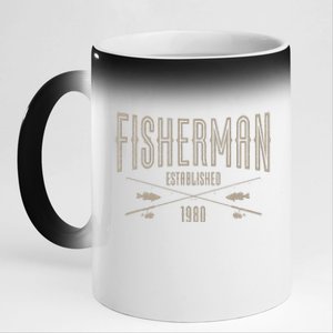 43 Year Old Fisherman Fishing 1980 43rd Birthday Cute 11oz Black Color Changing Mug