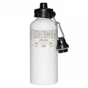 43 Year Old Fisherman Fishing 1980 43rd Birthday Cute Aluminum Water Bottle