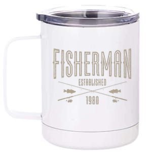 43 Year Old Fisherman Fishing 1980 43rd Birthday Cute 12 oz Stainless Steel Tumbler Cup