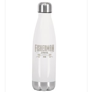 43 Year Old Fisherman Fishing 1980 43rd Birthday Cute Stainless Steel Insulated Water Bottle