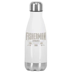 43 Year Old Fisherman Fishing 1980 43rd Birthday Cute Stainless Steel Insulated Water Bottle