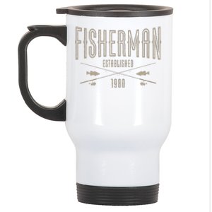 43 Year Old Fisherman Fishing 1980 43rd Birthday Cute Stainless Steel Travel Mug