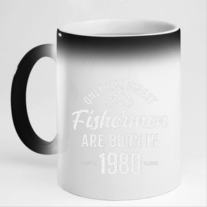 43 Year Old Fisherman Fishing 1980 43rd Birthday Funny 11oz Black Color Changing Mug