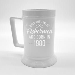 43 Year Old Fisherman Fishing 1980 43rd Birthday Funny Beer Stein