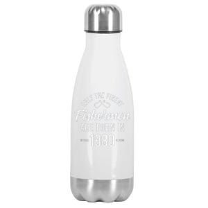 43 Year Old Fisherman Fishing 1980 43rd Birthday Funny Stainless Steel Insulated Water Bottle