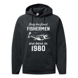 43 Year Old Fisherman Fishing 1980 43rd Birthday Gift Performance Fleece Hoodie