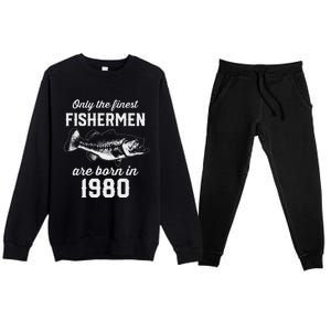 43 Year Old Fisherman Fishing 1980 43rd Birthday Gift Premium Crewneck Sweatsuit Set