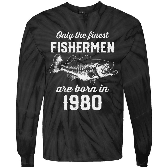 43 Year Old Fisherman Fishing 1980 43rd Birthday Gift Tie-Dye Long Sleeve Shirt