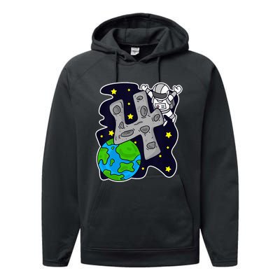 4 Years Old Birthday  Gifts Astronaut 4th Birthday Performance Fleece Hoodie