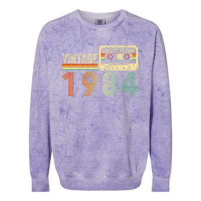 40 Year Old Gifts Vintage 1984 40th Birthday Cassette Tape Colorblast Crewneck Sweatshirt