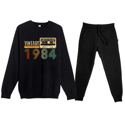 40 Year Old Gifts Vintage 1984 40th Birthday Cassette Tape Premium Crewneck Sweatsuit Set