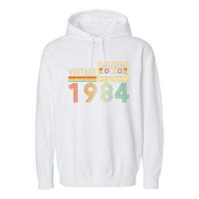 40 Year Old Gifts Vintage 1984 40th Birthday Cassette Tape Garment-Dyed Fleece Hoodie