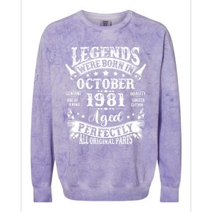 43 Years Old Legend Since October 1981 43rd Birthday Dad Colorblast Crewneck Sweatshirt