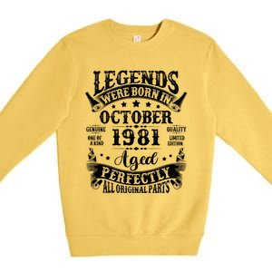 43 Years Old Legend Since October 1981 43rd Birthday Dad Premium Crewneck Sweatshirt