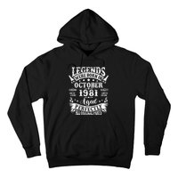 43 Years Old Legend Since October 1981 43rd Birthday Dad Hoodie