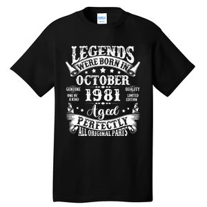 43 Years Old Legend Since October 1981 43rd Birthday Dad Tall T-Shirt