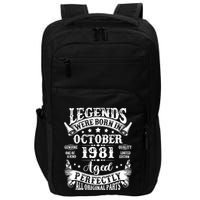 43 Years Old Legend Since October 1981 43rd Birthday Dad Impact Tech Backpack