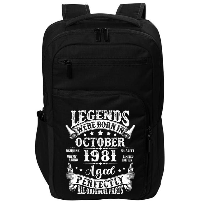 43 Years Old Legend Since October 1981 43rd Birthday Dad Impact Tech Backpack