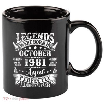 43 Years Old Legend Since October 1981 43rd Birthday Dad 11oz C Handle Ceramic Mug